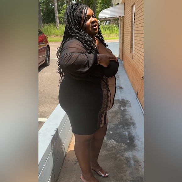 SHEIN Plus Color Block Lace Patchwork Dress - Picture 5 of 7